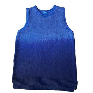 J McLaughlin Sleeveless Ombre Knit Sweater Vest Blue Coastal Boho Beachy-L